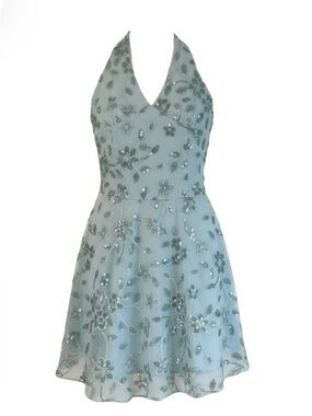 Jessakae Sample Dress - Aqua Sequin Halter - Size Small
